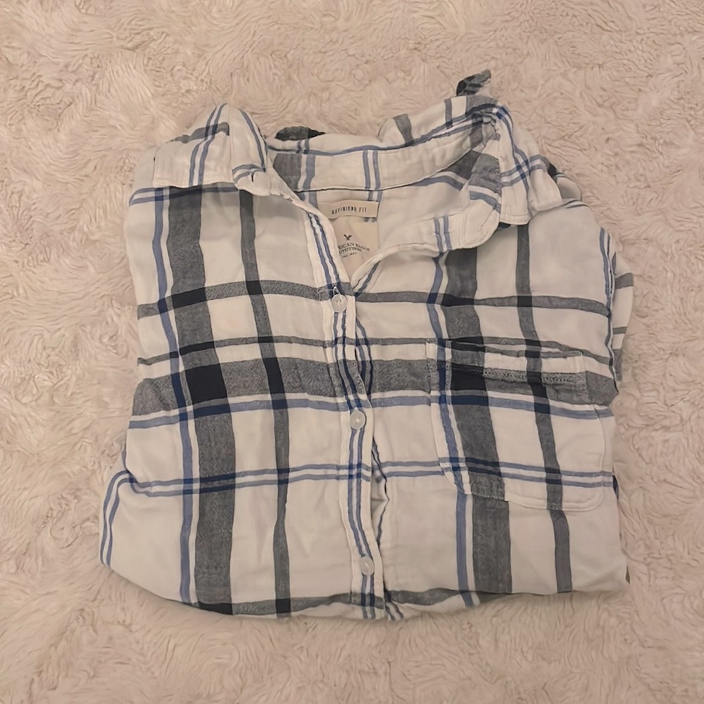 American Eagle Boyfriend Fit Plaid Button Up | L